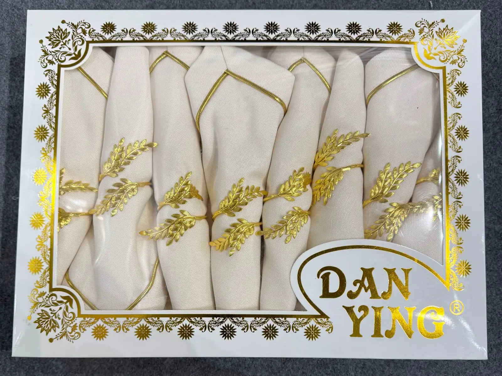 2410-GOLD boxed tablecloth and napkin set