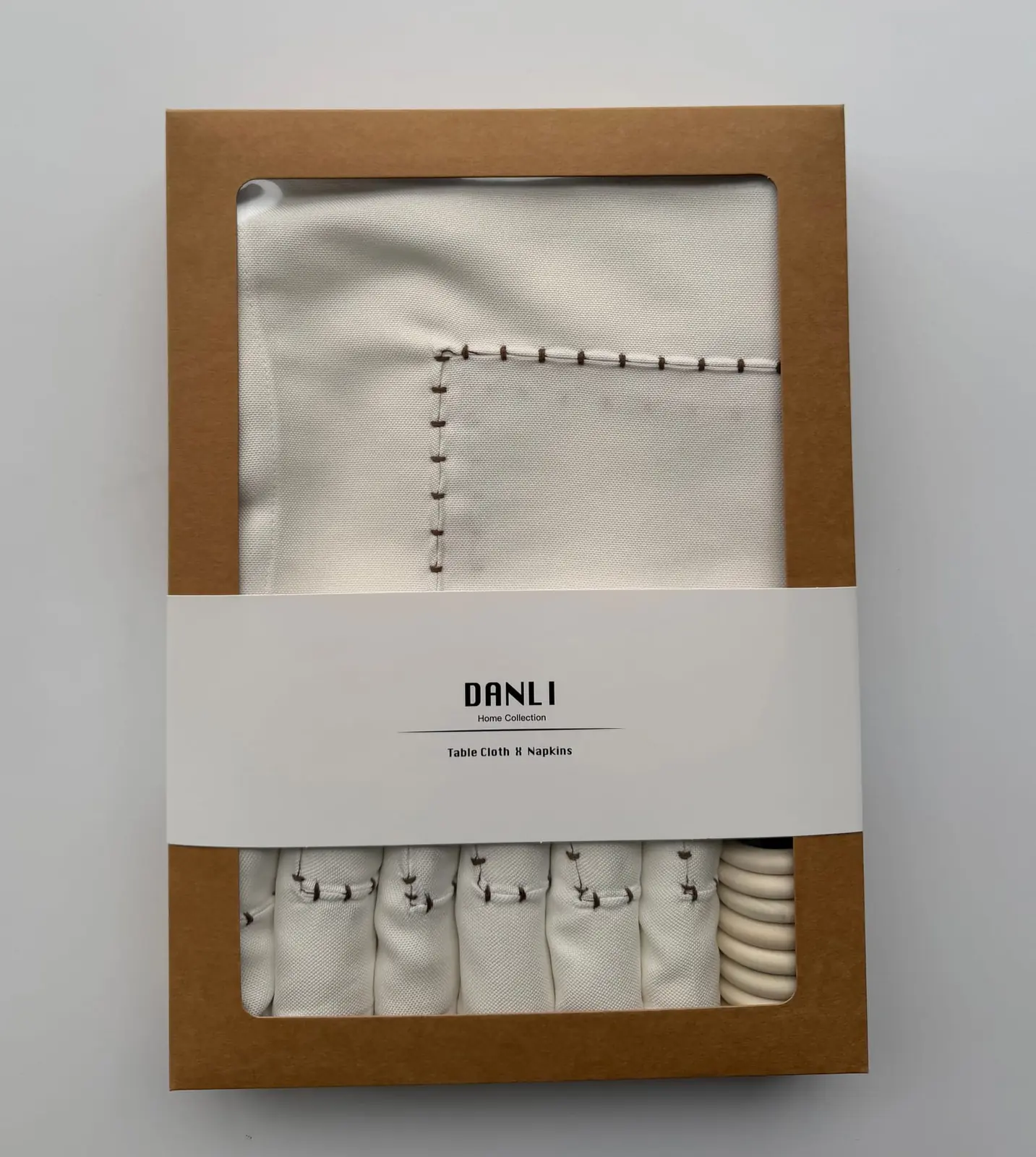 2410-OX-Natural White boxed tablecloth and napkin set