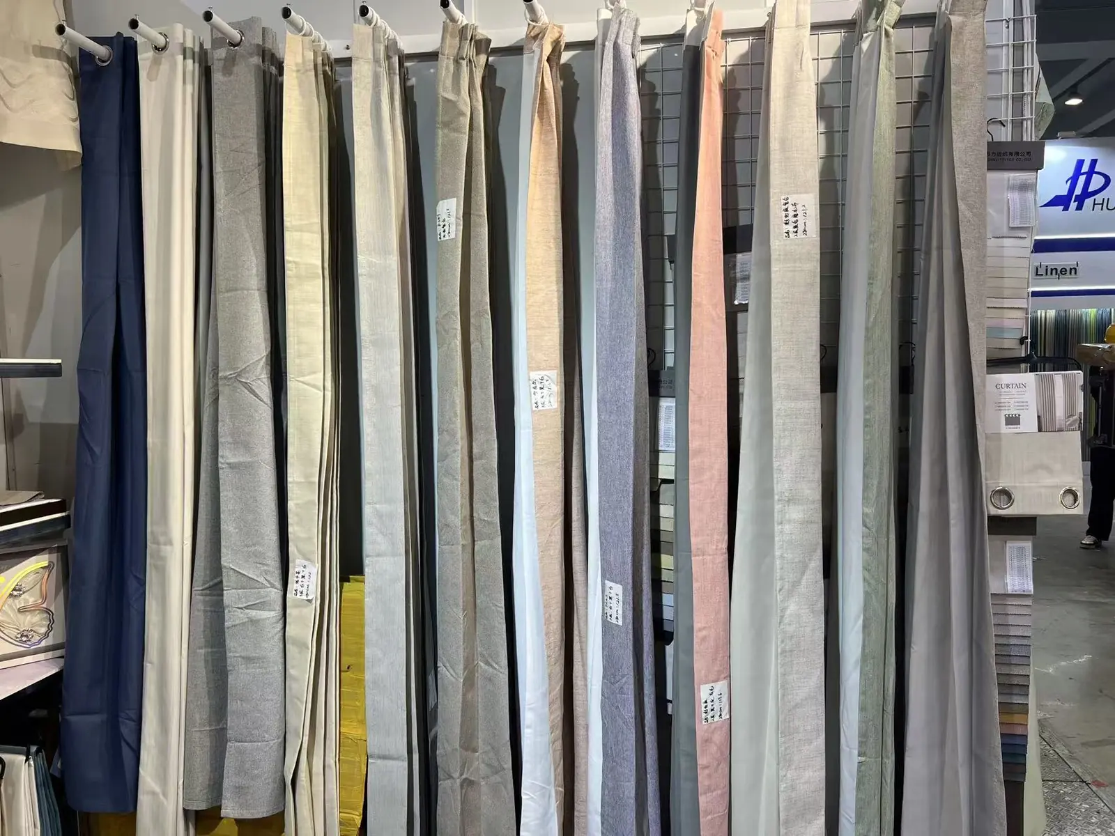 Window curtain samples displayed at the Canton Fair